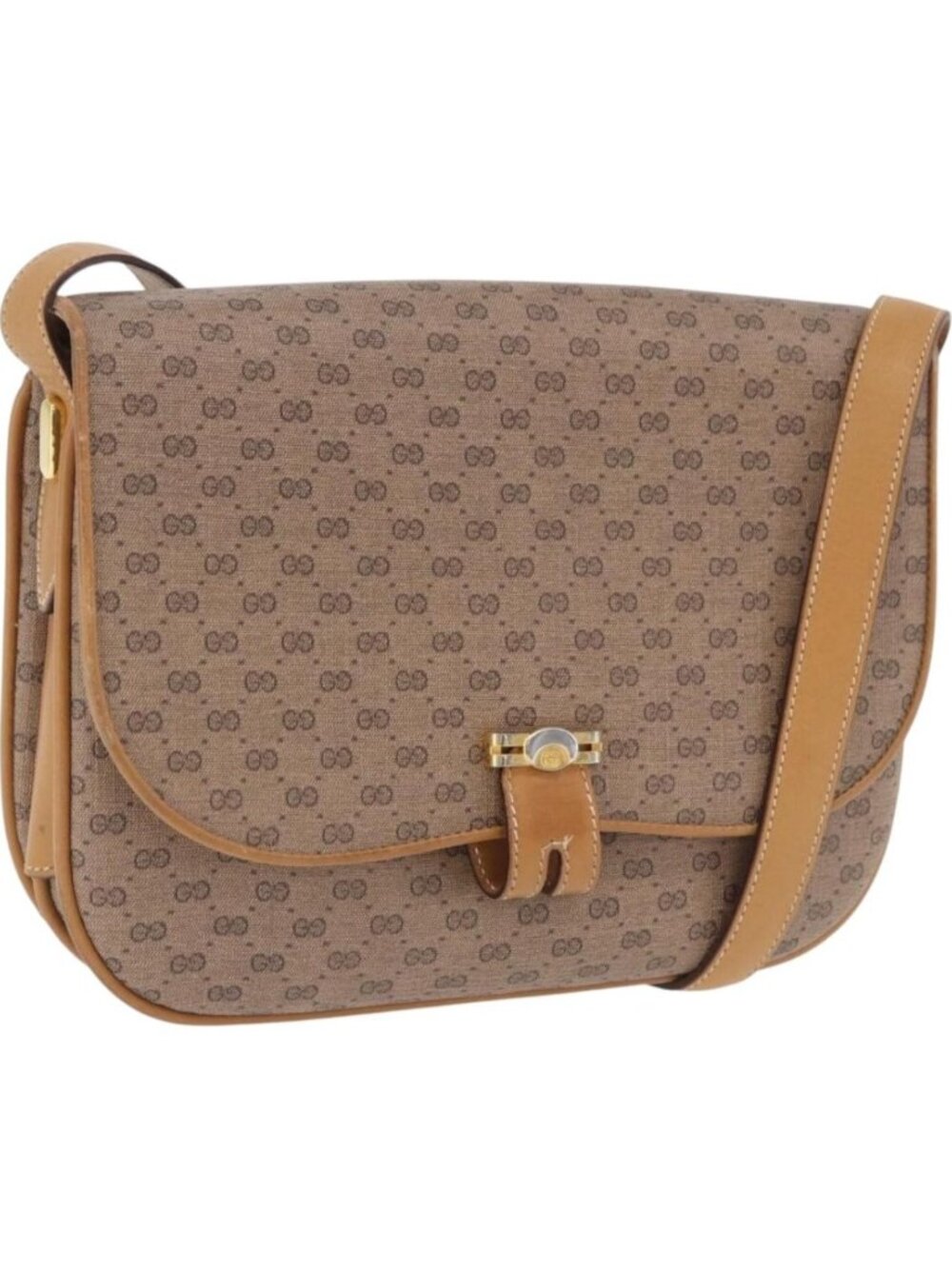 GUCCI Micro GG Supreme Shoulder Bag PVC Beige Gold 001 406 1780